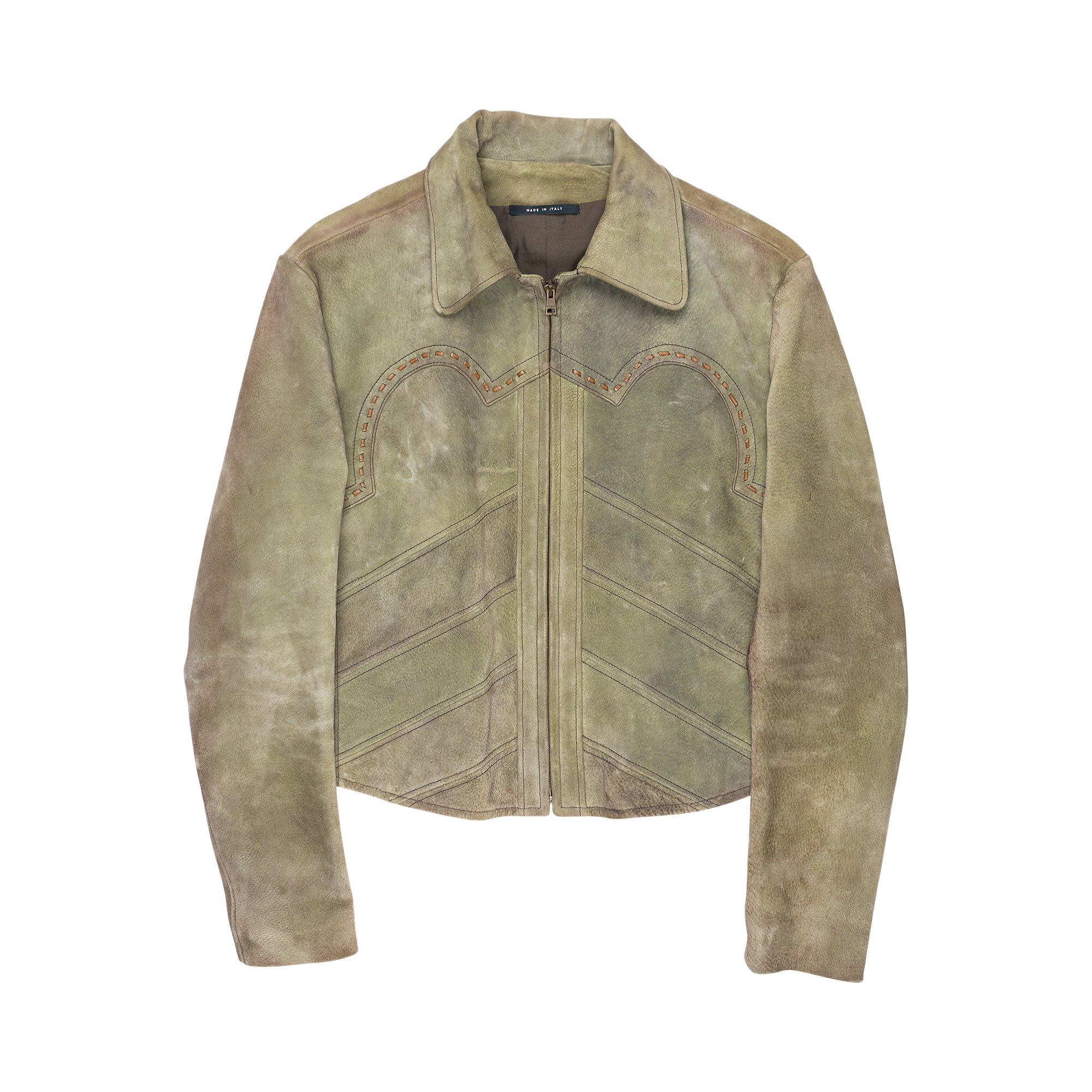 Buy Vintage Gucci by Tom Ford Sample Western Leather Jacket 'Beige