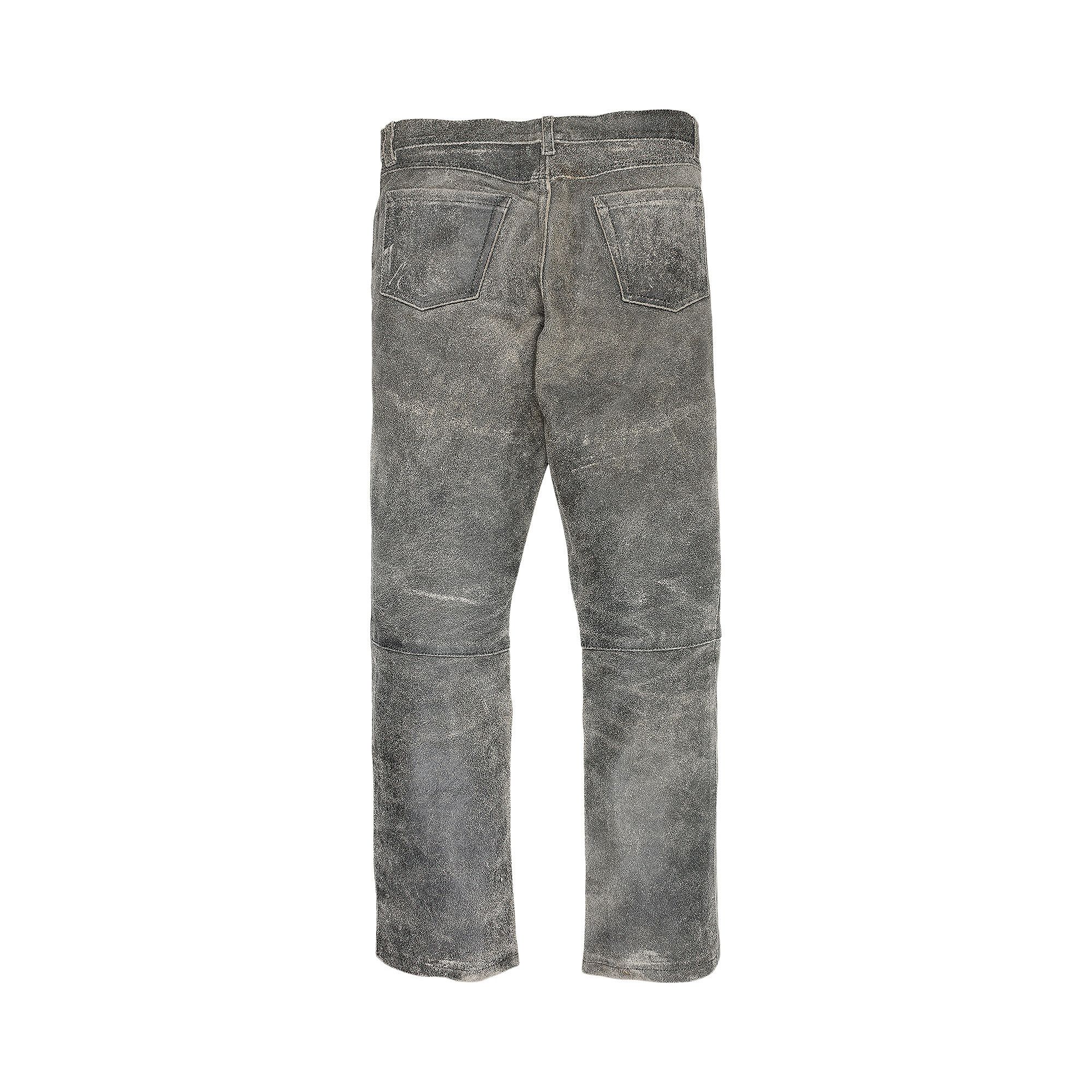 Buy Vintage Raf Simons Distressed Leather Pants 'Grey