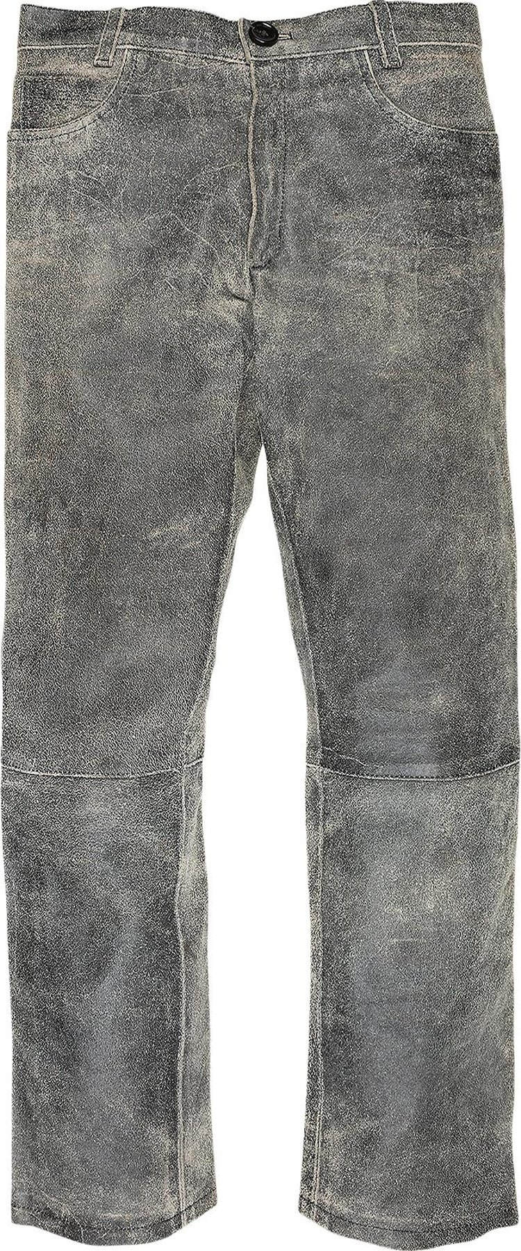 Vintage Raf Simons Distressed Leather Pants 'Grey'