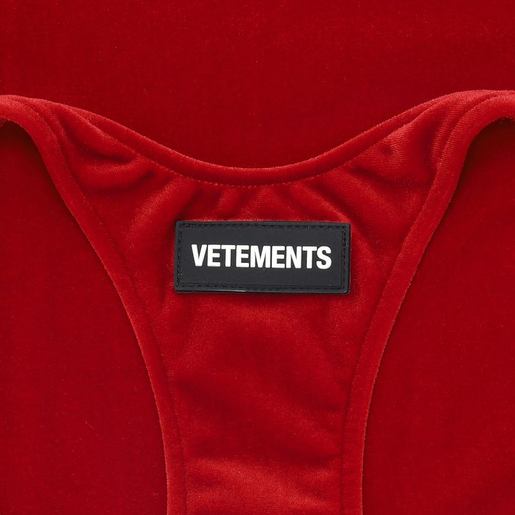 Vetements Velvet Open Back Mini Dress Red