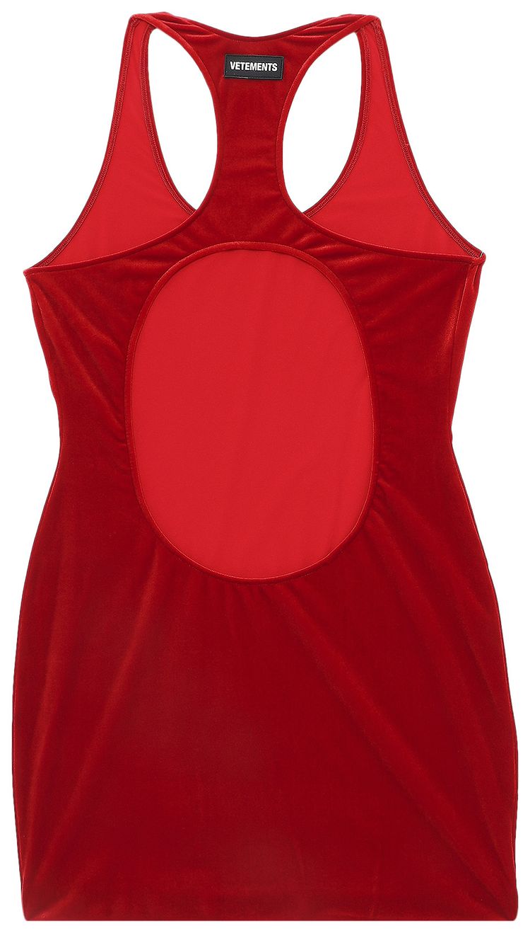 Vetements Velvet Open Back Mini Dress Red