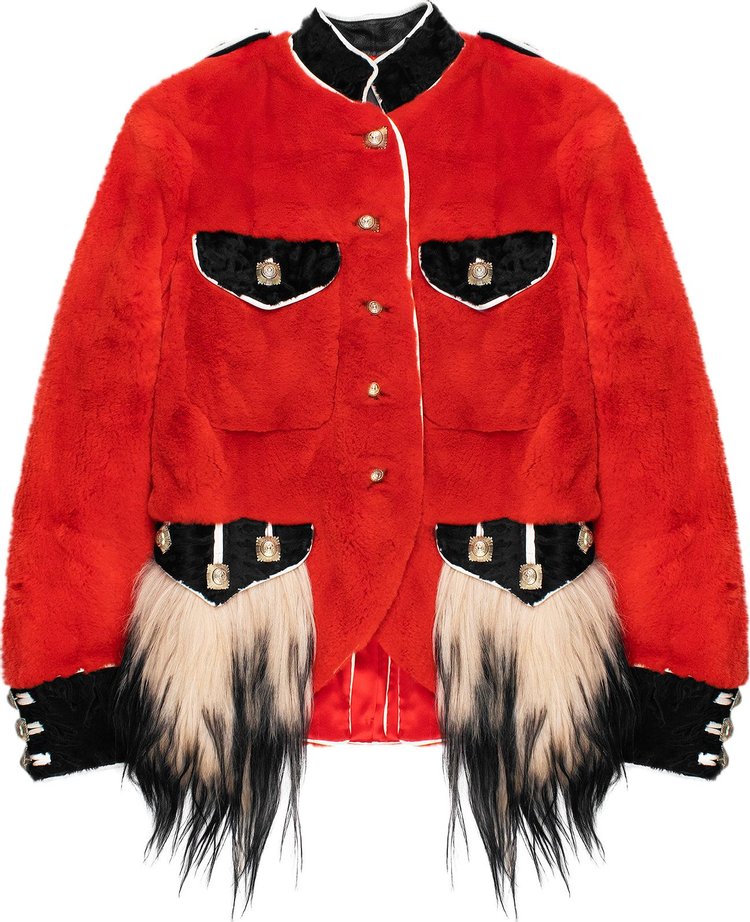 Pre-Owned Jean Paul Gaultier Vintage Mink Fur Napoleon Jacket 'Black/Cream/Red'