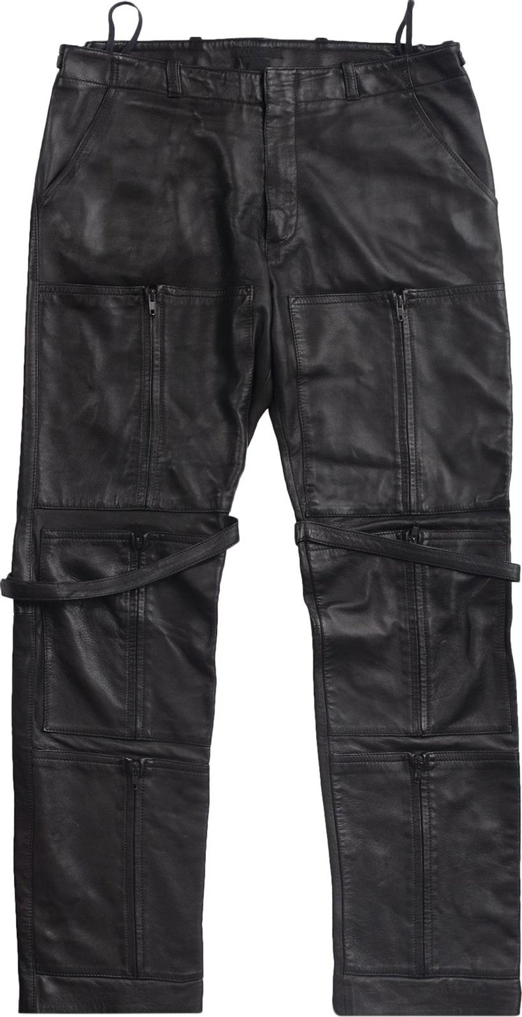 Vintage Helmut Lang Leather Bondage Aviator Pants 'Black'