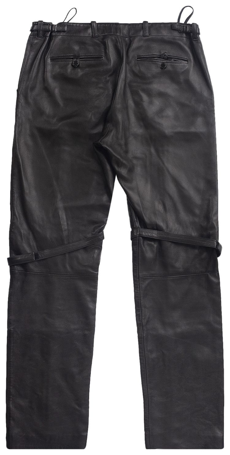 Vintage Helmut Lang Leather Bondage Aviator Pants Black