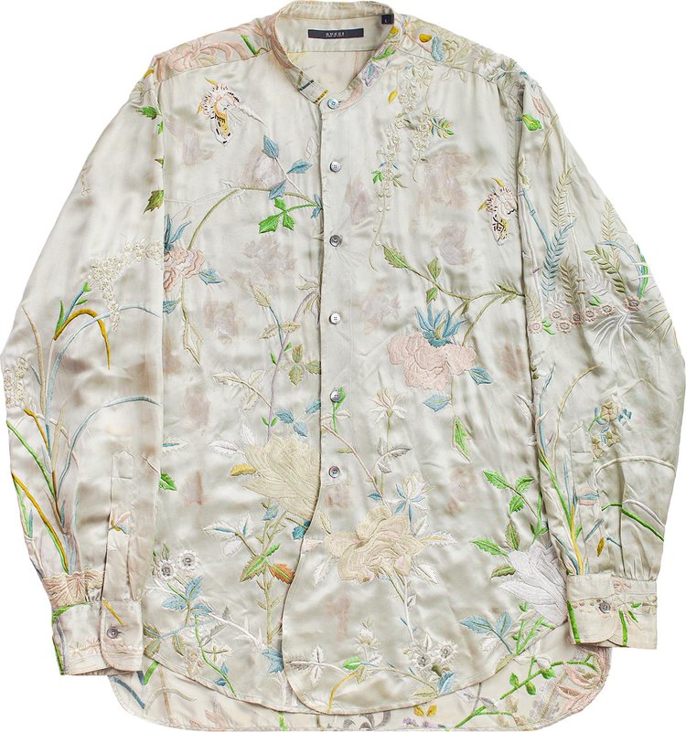 Vintage Gucci Silk Floral Chinoiserie Shirt 'Cream'
