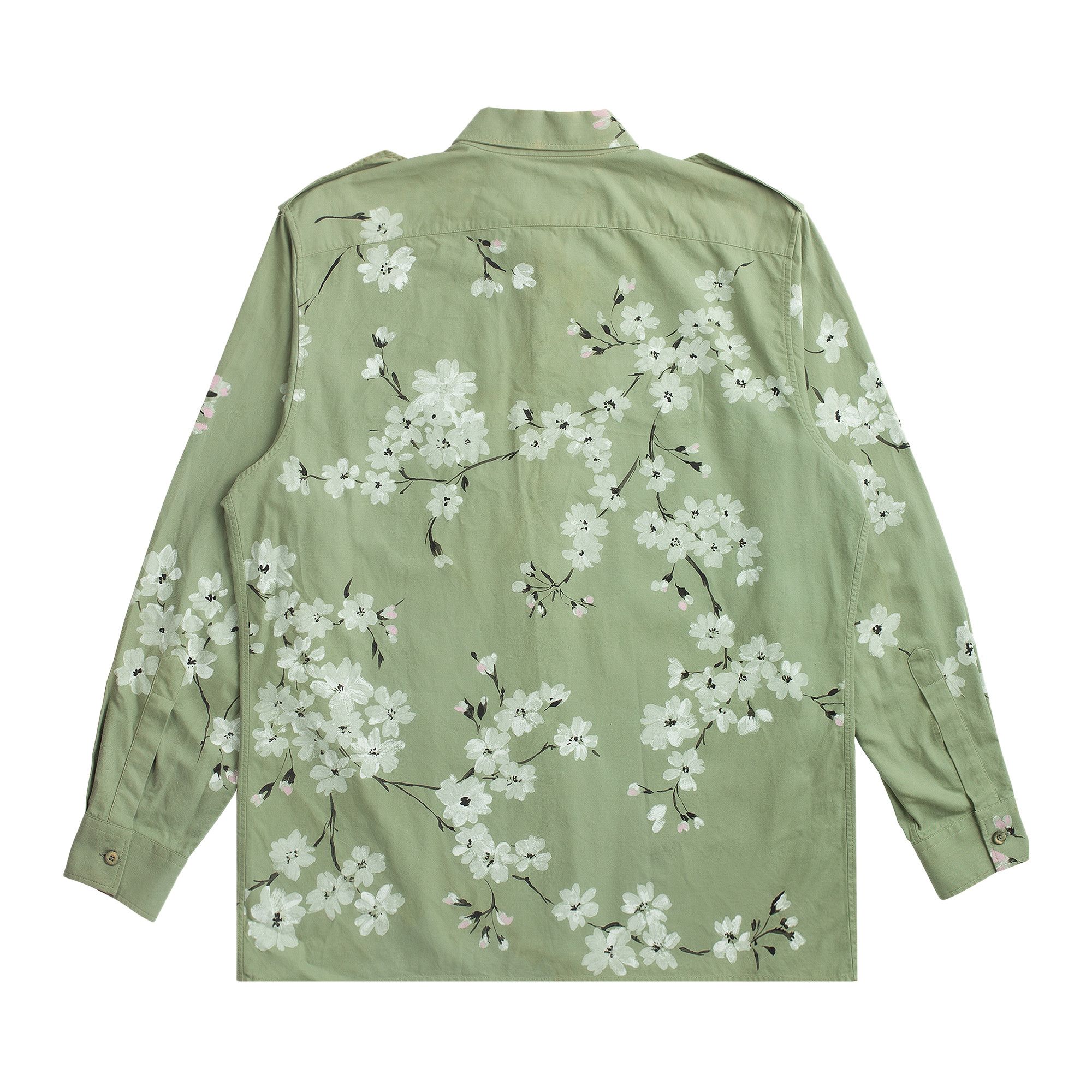 Buy Vintage Gucci Hand Painted Floral Camp Shirt 'Green