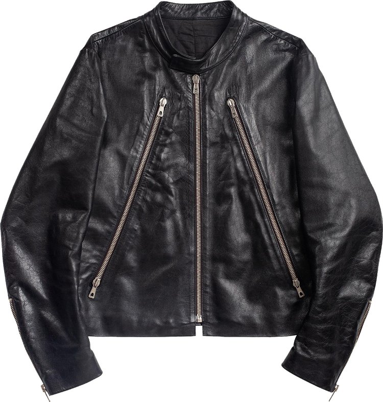 Vintage Maison Margiela Original 5 Zip Leather Jacket 'Black'