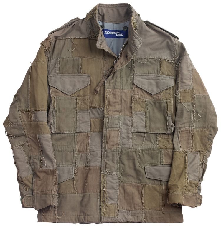 Vintage Junya Watanabe Taxi Driver Patchwork Jacket Olive GreenBrown