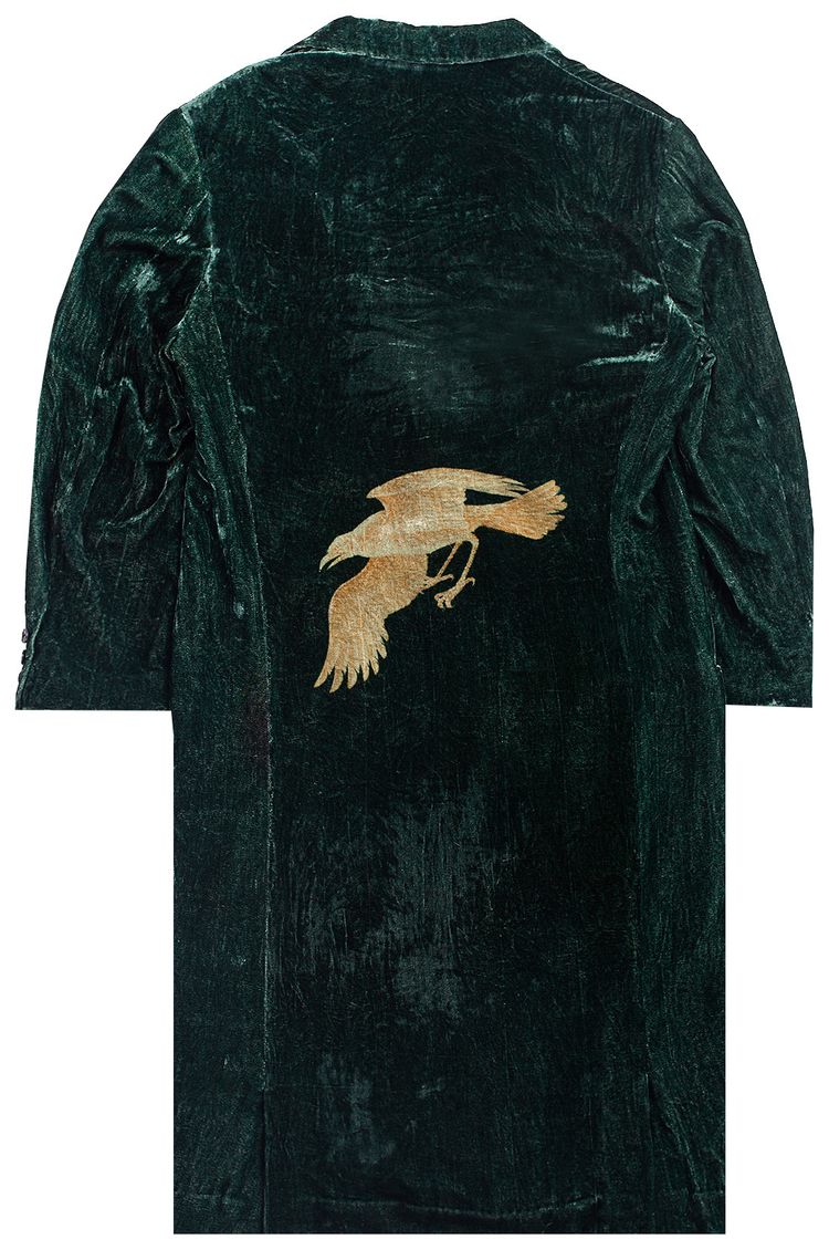 Pre Owned Yohji Yamamoto Silk Velvet Coat Green