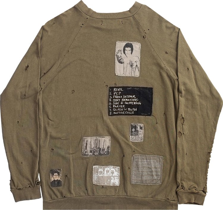 Vintage Raf Simons Riot Riot Riot Patched Sweater Olive Green