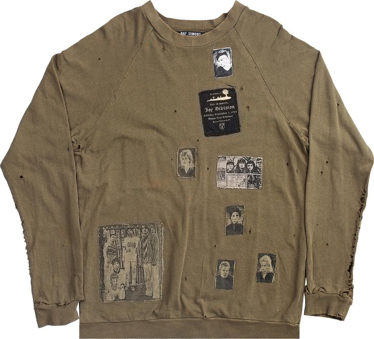Vintage Raf Simons Riot Riot Riot Patched Sweater 'Olive Green'