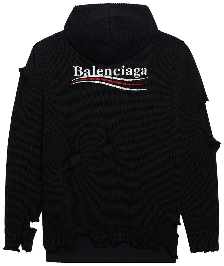 Balenciaga Political Campaign Destroyed Hoodie BlackBlack