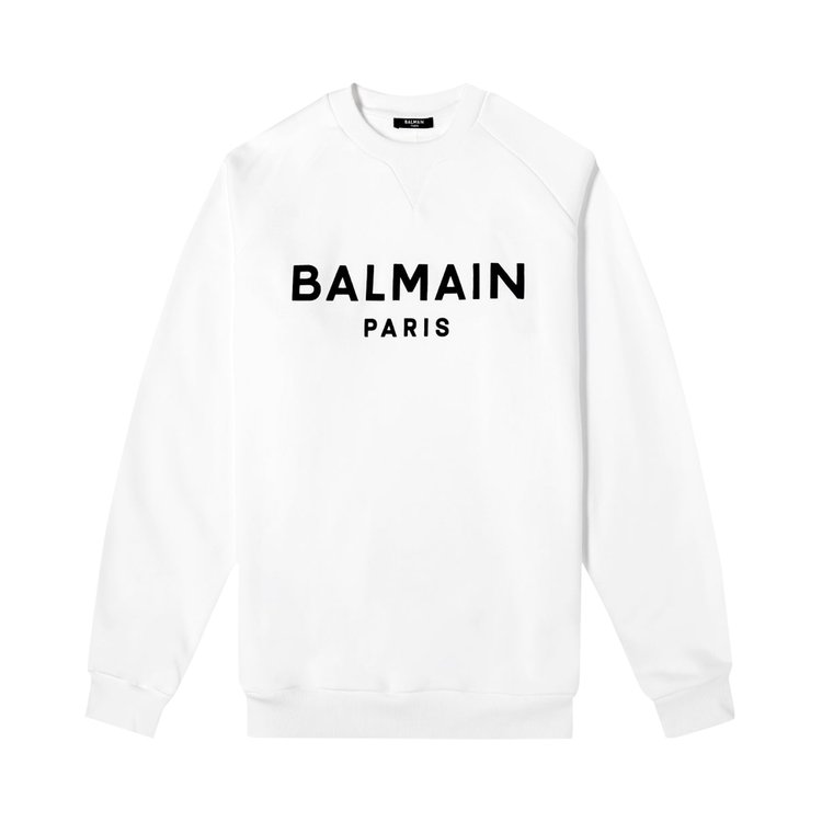 Balmain Eco Design Flocked Logo Sweatshirt 'Blanc/Noir'