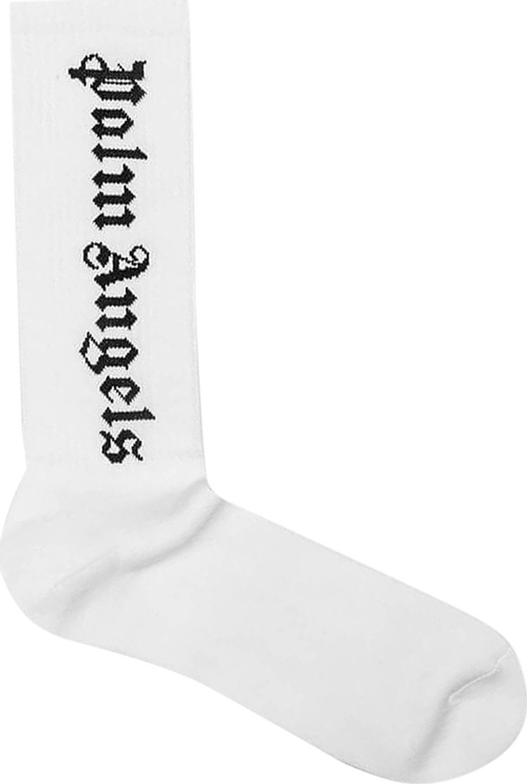 Palm Angels Vertical Logo Socks 'White/Black'