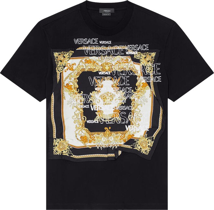 Buy Versace \'Black/Gold\' Renaissance T-Shirt | Motif GOAT 2B130 1000851 Medusa - 1A00661