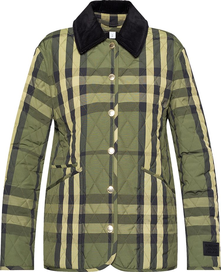Buy Burberry Dranefeld Quilted Checked Jacket 'Dark Military Green ...