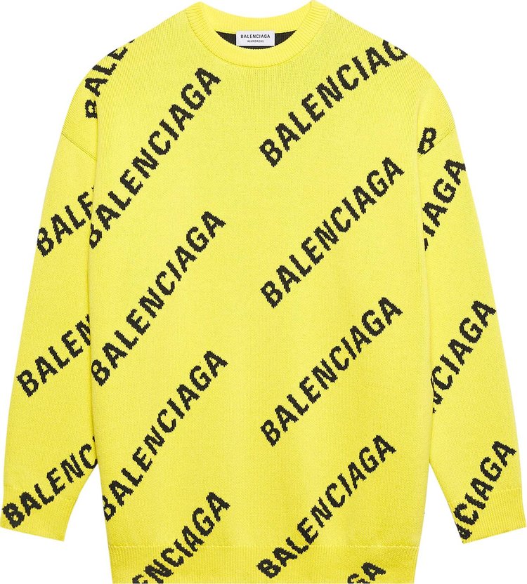 Buy Balenciaga Allover Logo Crewneck 'Yellow/Black' - 657528 T3200 7440 ...