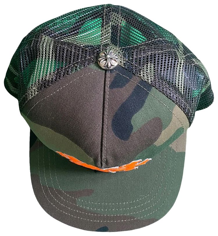Chrome Hearts Triple Cross Cemtery Trucker Hat OrangeCamo