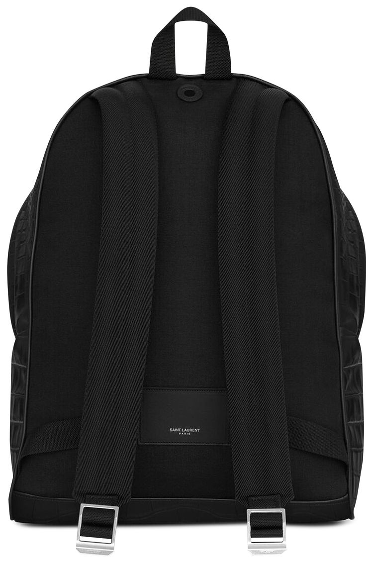 Saint Laurent City Crocidile Effect Backpack Black
