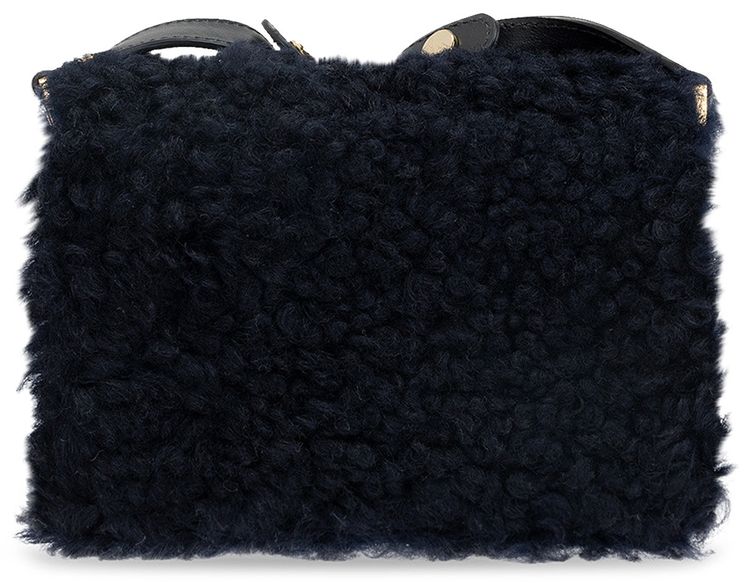 Marni Shearling Trim Shoulder Bag Blue