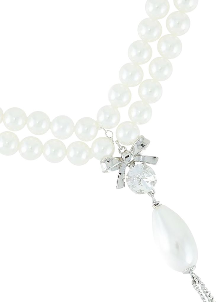 MM6 Maison Margiela Pendant Detailed Pearl Necklace Silver