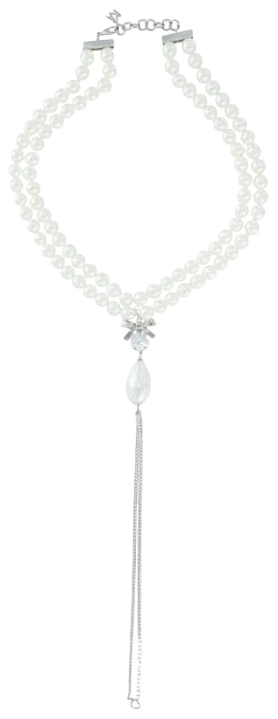 MM6 Maison Margiela Pendant Detailed Pearl Necklace Silver