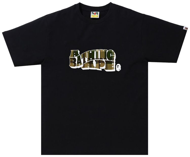BAPE Check A Bathing Ape Logo Tee BlackOlive Drab