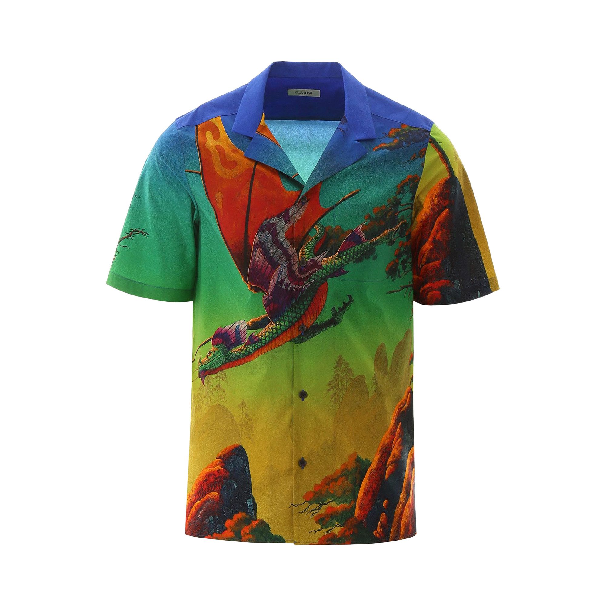 Buy Valentino Dragon Print Short-Sleeve Shirt 'Multicolor