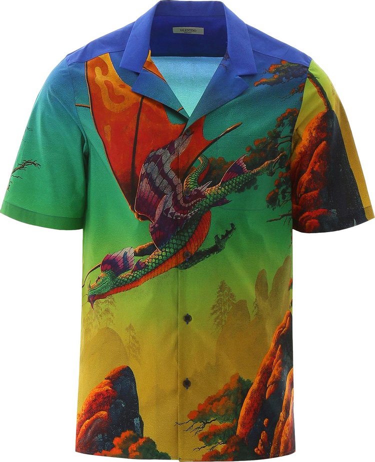 Valentino Dragon Print Short-Sleeve Shirt 'Multicolor'