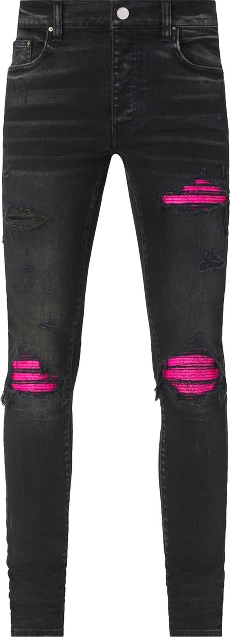 Amiri MX1 Cracked Leather Jean 'Aged Black/Pink'