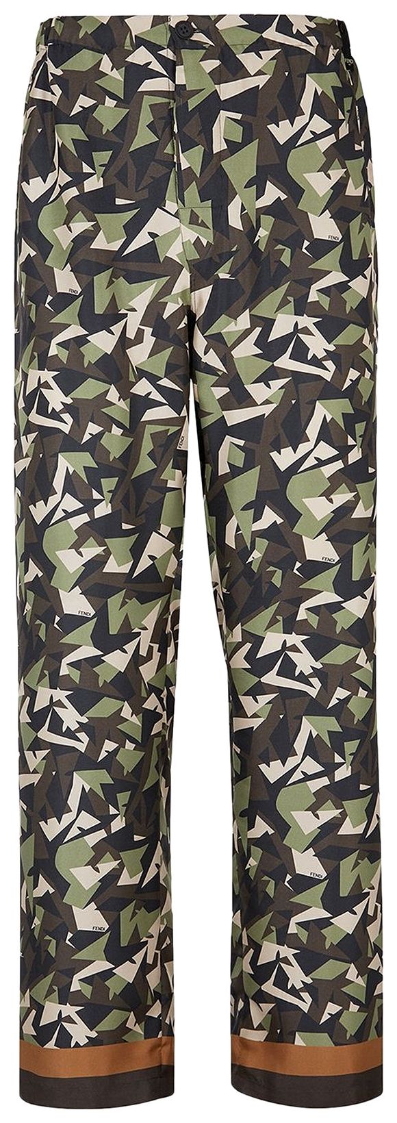 Fendi Mult Tonal Silk Pants Deep Forest