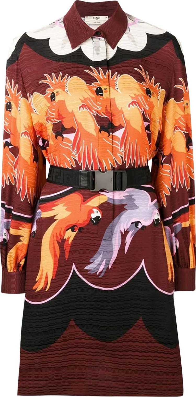 Fendi Parakeet Print Shirt Dress 'Colorblock'