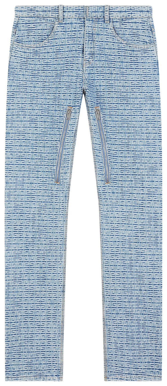 Givenchy 4G Jacquard Denim Regular Fit Pants Light Blue