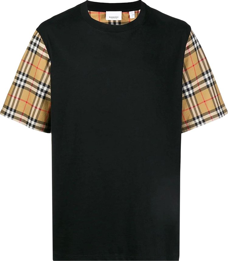 Burberry Serra Check Sleeve T-Shirt 'Black'