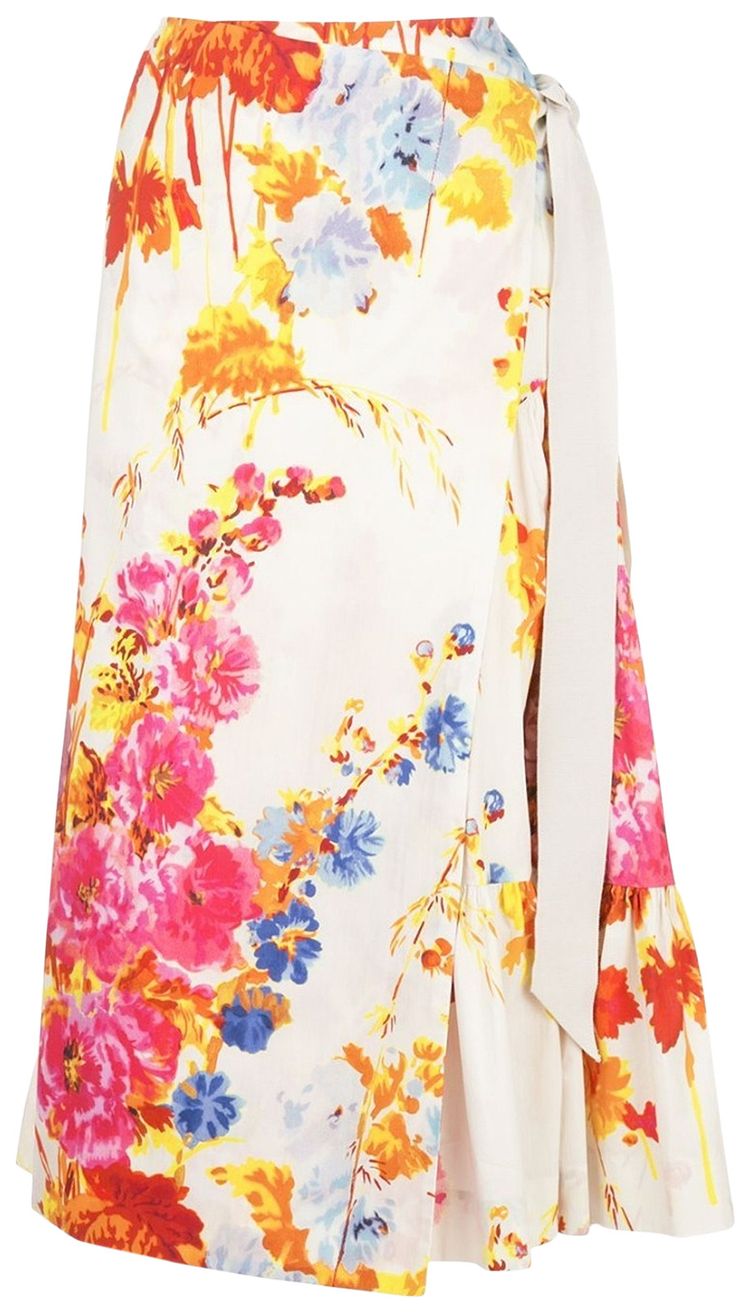 Dries Van Noten Floral Print Wrap Around Skirt Multicolor