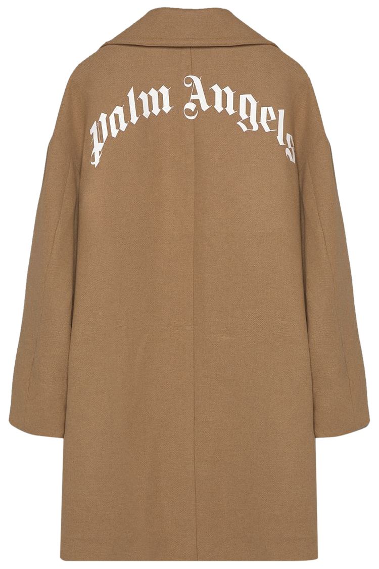 Palm Angels Round Logo Coat BeigeWhite