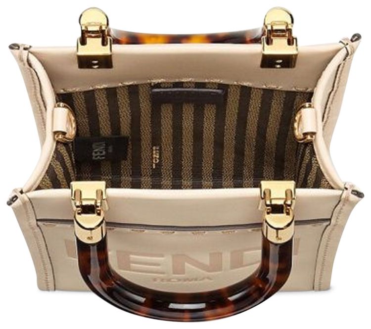 Fendi Mini Sunshine Shopper Bag PoudreOro