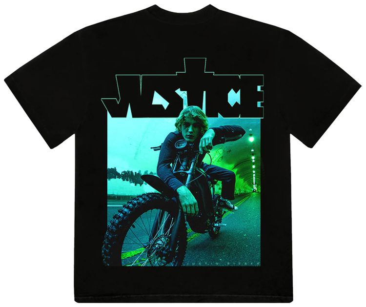 Music Justin Bieber Dirt Bike Photo T Shirt Black