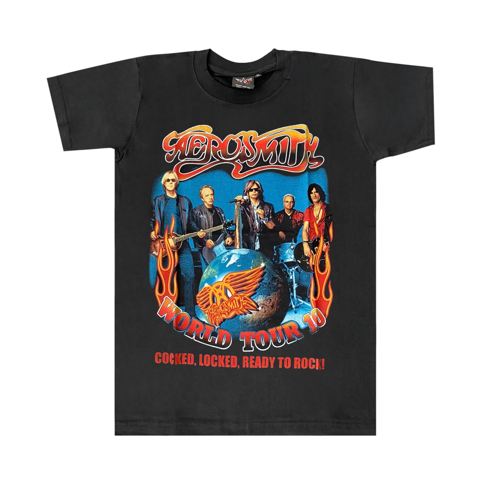 Buy Vintage Aerosmith Rock Band World Tour T-Shirt 'Black' - 2903