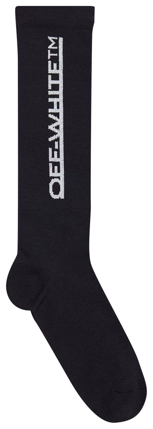 Off White Logo Long Socks BlackWhite