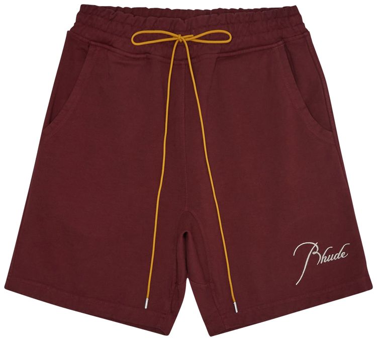 Rhude Signature Logo Terry Short Maroon