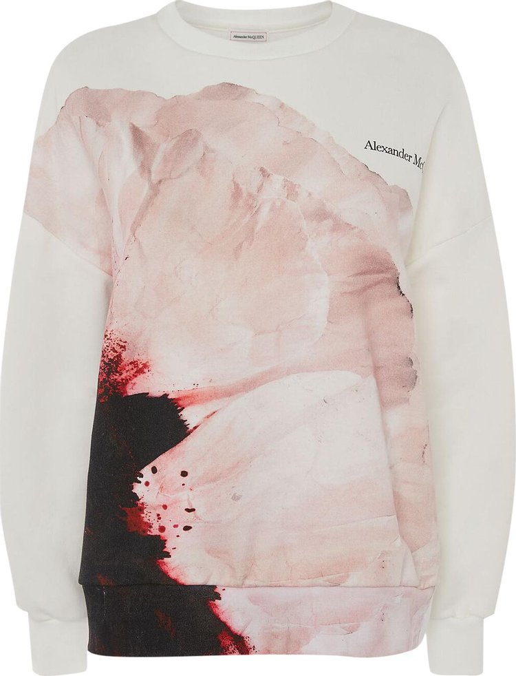 Alexander McQueen Paper Flower Sweatshirt 'White/Pink'