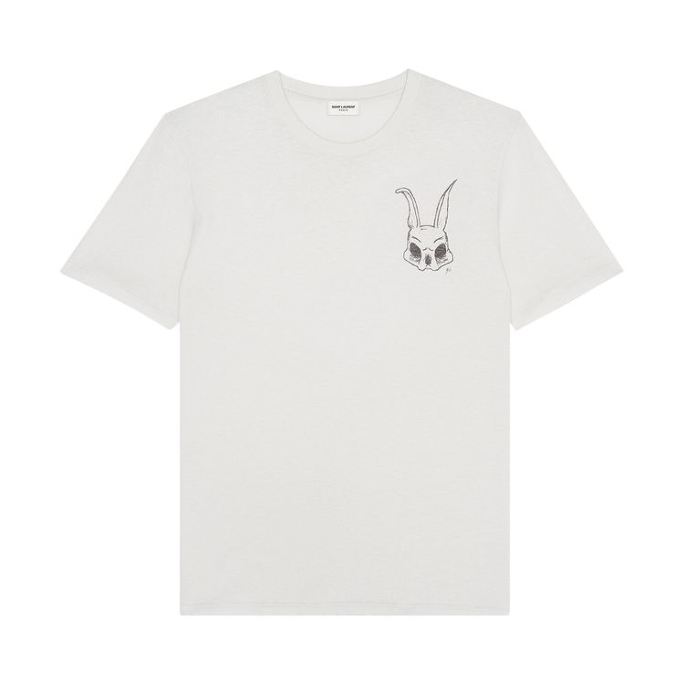 Saint Laurent Rabbit Skull T Shirt Dirty EcruNoir