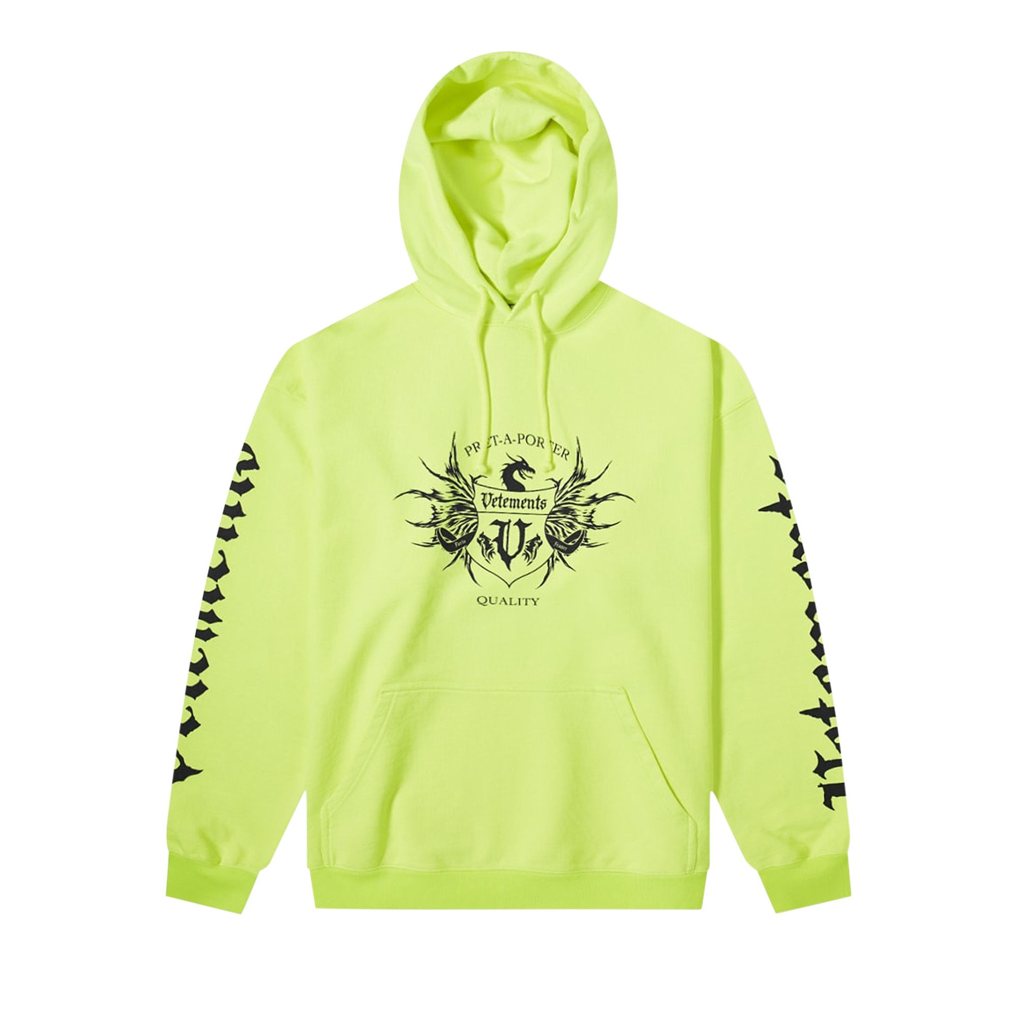 Buy Vetements Black Label Logo Hoodie Neon Yellow Black
