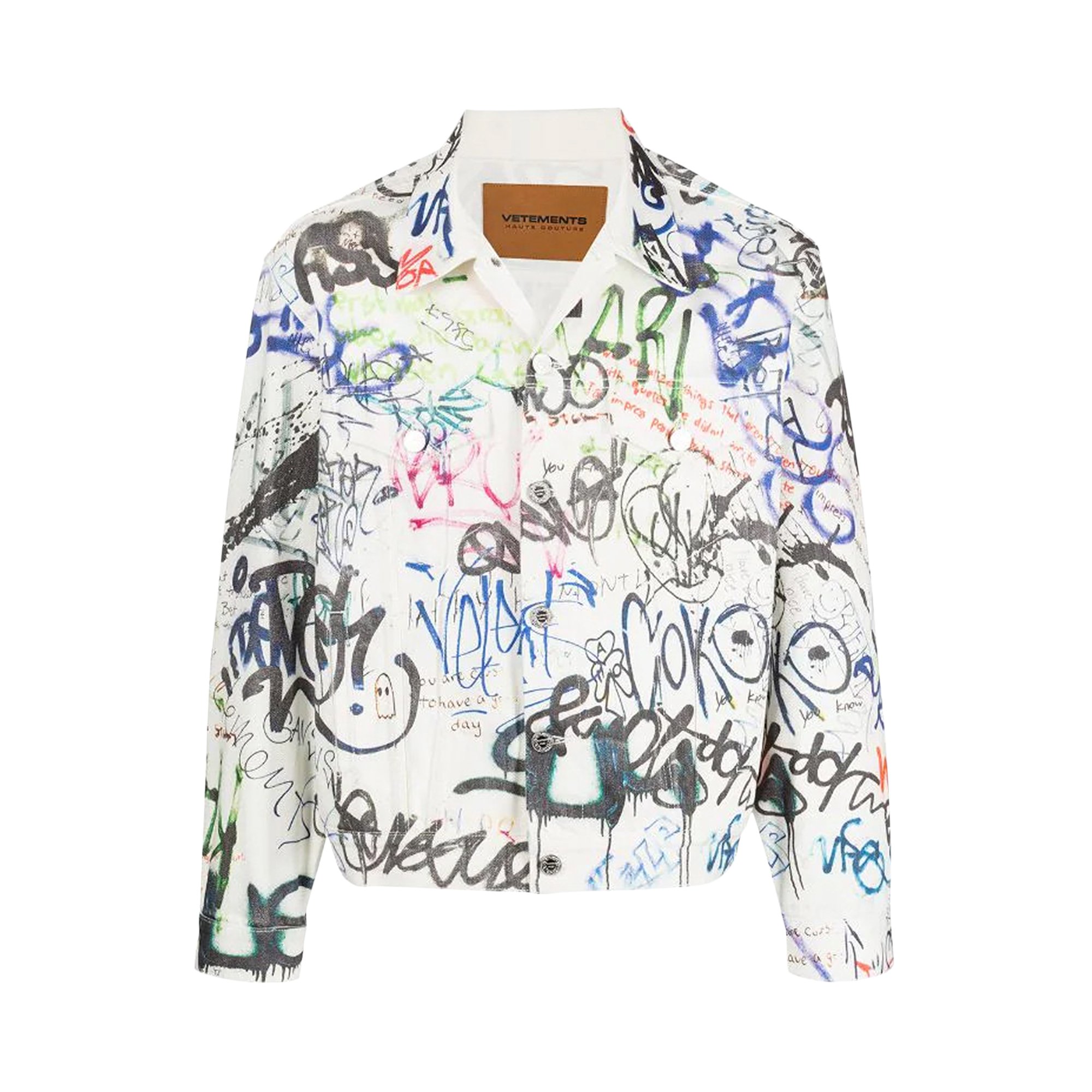 Buy Vetements Graffiti Denim Jacket 'White' - UE51JA940W WHIT | GOAT