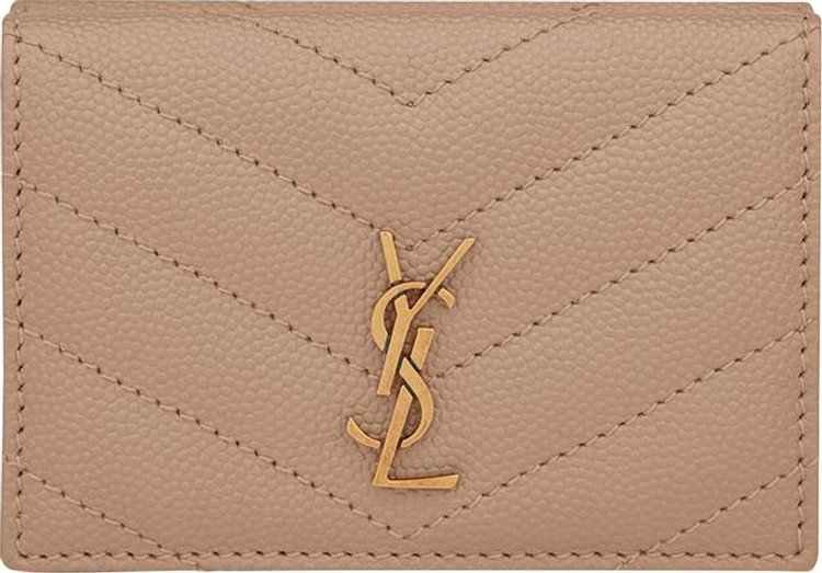 YSL Dark Beige Matelasse Leather Flap Wallet – Maidenlane Designer