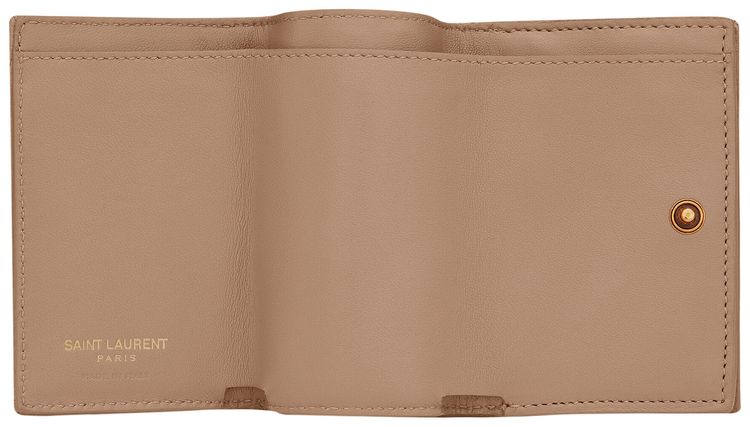 Saint Laurent Quilted Wallet Dark Beige