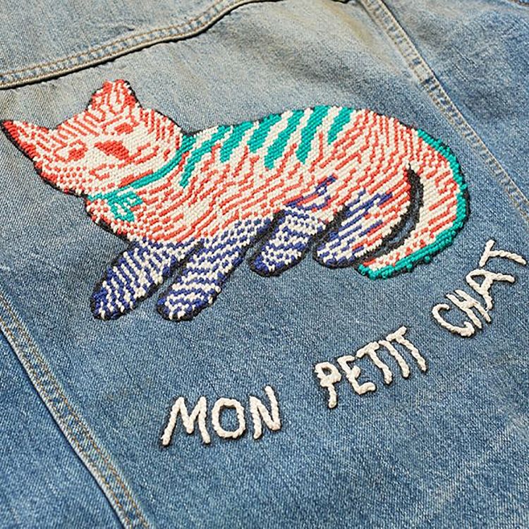 Gucci Cat Denim Jacket Blue