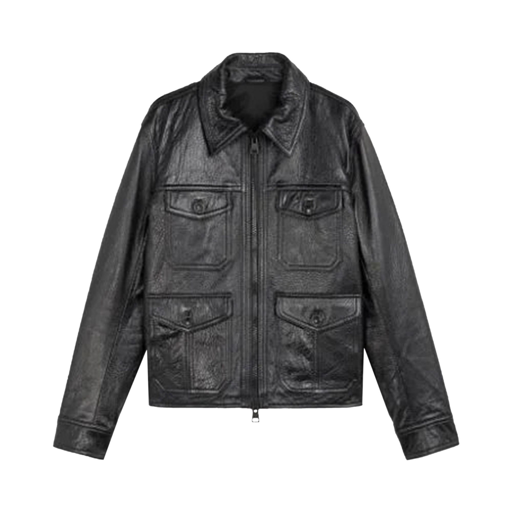Buy Ami Zipped Leather Jacket 'Black' - P20HL200 526 001 | GOAT