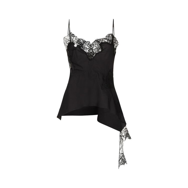 MarquesAlmeida Lace Inserts Slip Top WhiteBlack